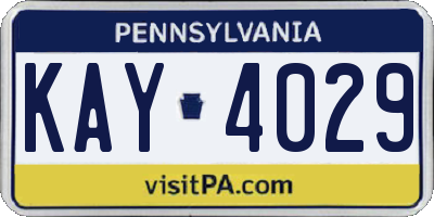 PA license plate KAY4029