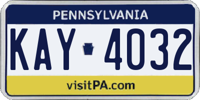 PA license plate KAY4032