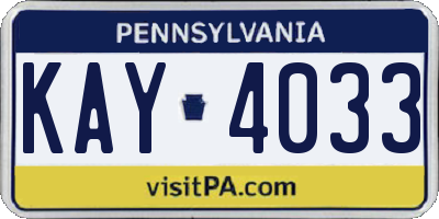 PA license plate KAY4033