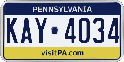 PA license plate KAY4034