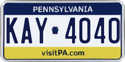 PA license plate KAY4040