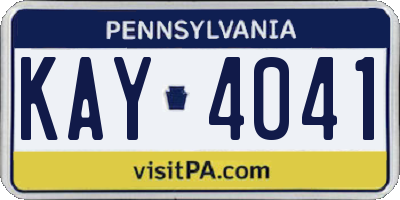 PA license plate KAY4041