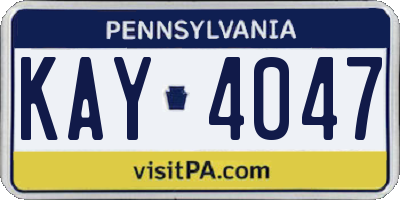 PA license plate KAY4047