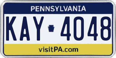 PA license plate KAY4048