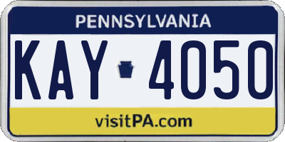 PA license plate KAY4050