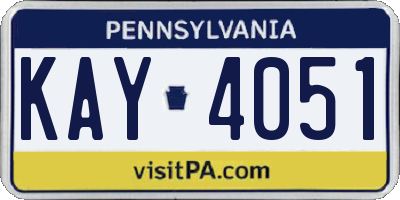 PA license plate KAY4051