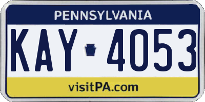 PA license plate KAY4053
