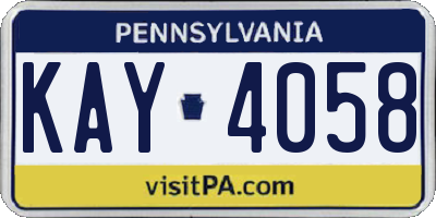 PA license plate KAY4058
