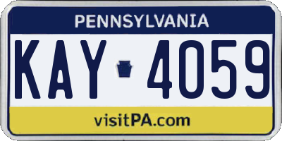 PA license plate KAY4059