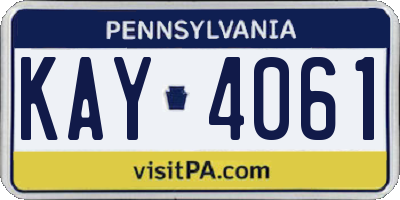 PA license plate KAY4061
