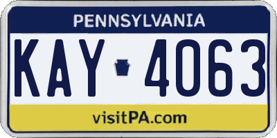 PA license plate KAY4063