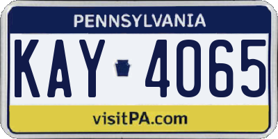 PA license plate KAY4065
