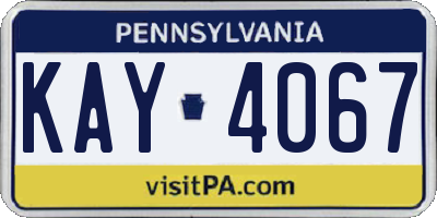 PA license plate KAY4067