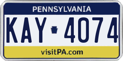 PA license plate KAY4074