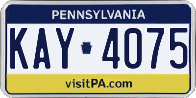 PA license plate KAY4075