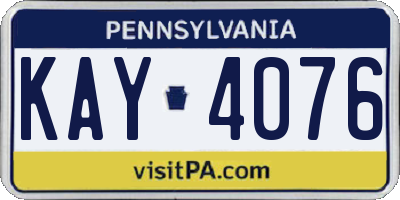 PA license plate KAY4076