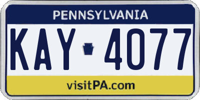 PA license plate KAY4077