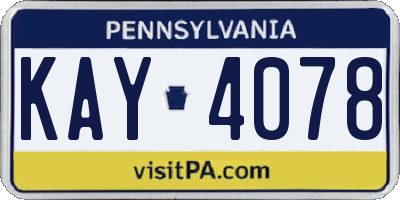 PA license plate KAY4078