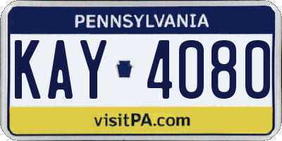PA license plate KAY4080