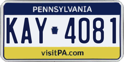 PA license plate KAY4081