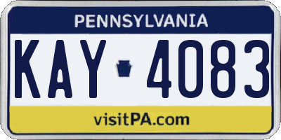 PA license plate KAY4083
