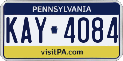 PA license plate KAY4084