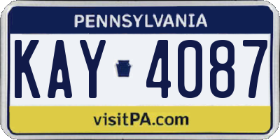 PA license plate KAY4087
