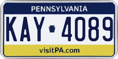 PA license plate KAY4089