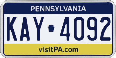 PA license plate KAY4092