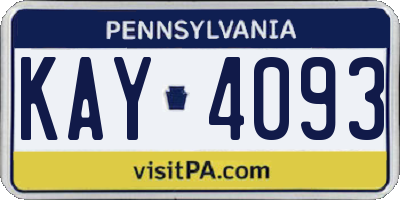 PA license plate KAY4093