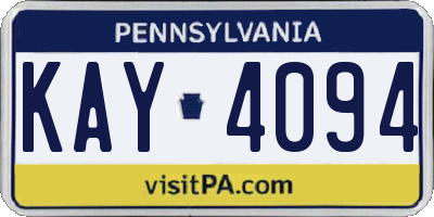 PA license plate KAY4094