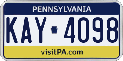 PA license plate KAY4098