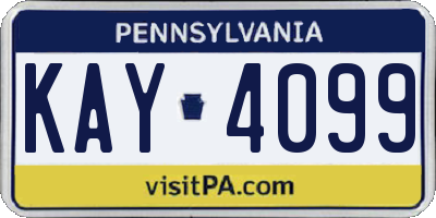 PA license plate KAY4099