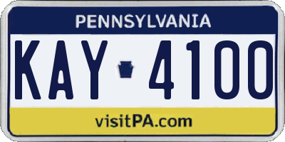PA license plate KAY4100