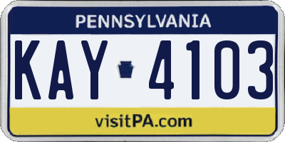 PA license plate KAY4103