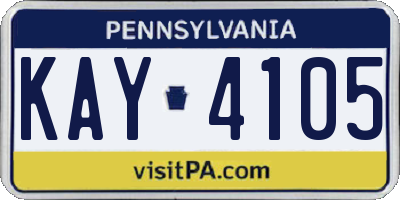 PA license plate KAY4105