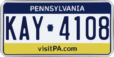PA license plate KAY4108