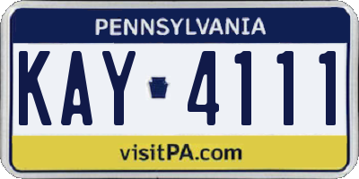 PA license plate KAY4111