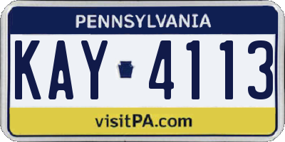 PA license plate KAY4113