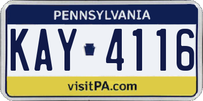 PA license plate KAY4116