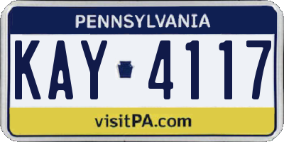PA license plate KAY4117