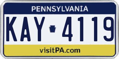 PA license plate KAY4119