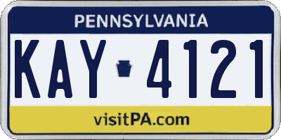 PA license plate KAY4121
