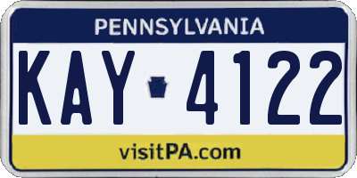 PA license plate KAY4122