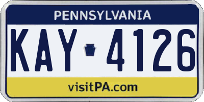 PA license plate KAY4126