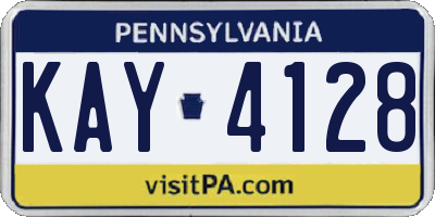 PA license plate KAY4128