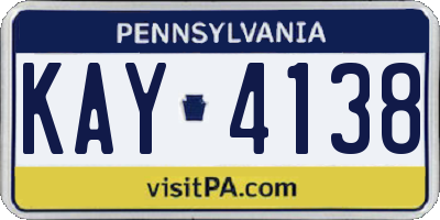PA license plate KAY4138