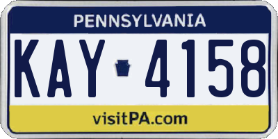 PA license plate KAY4158