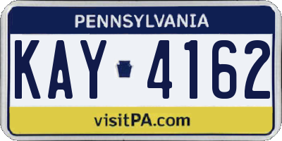 PA license plate KAY4162