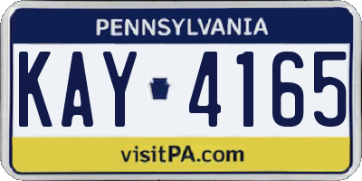 PA license plate KAY4165